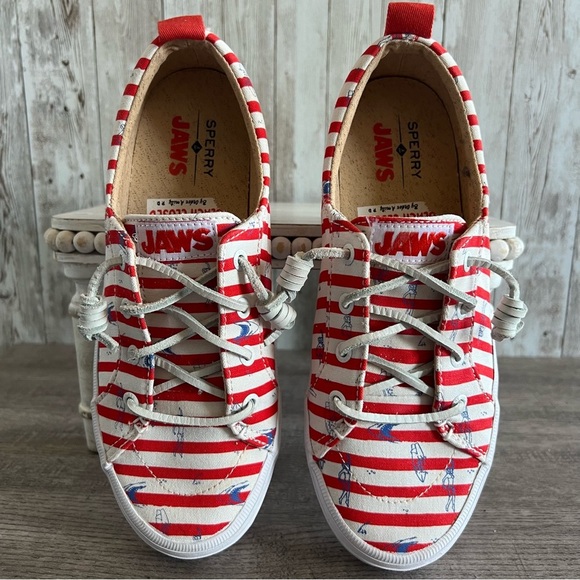 Sperry Womens Jaws Red Striped Shoes Size 6 - Picture 1 of 6